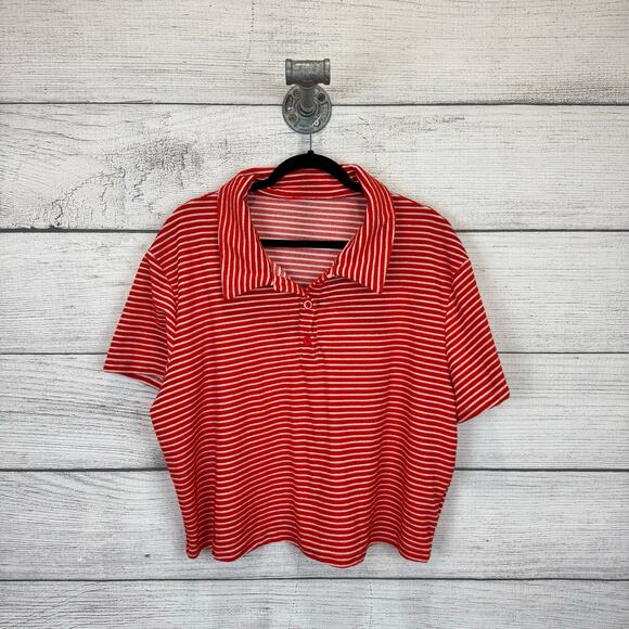 Cider Plus Size Red & White Striped 2 Piece Terry Short Set Size 4XL - Picture 2 of 12